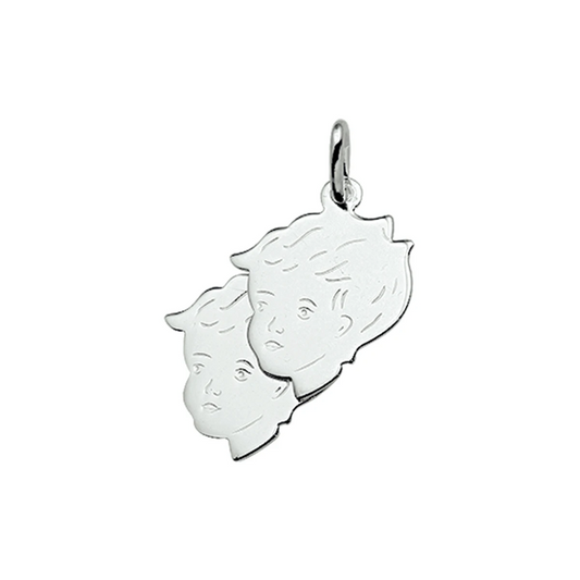 hanger kinderhoofdjes 21 x 17,5 mm zilver wit