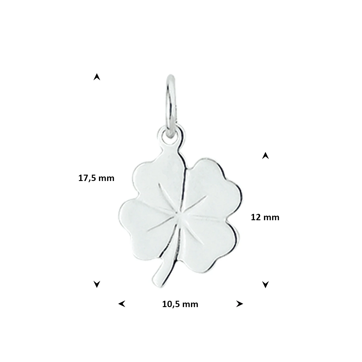 hanger klavertje 12 mm 14K witgoud