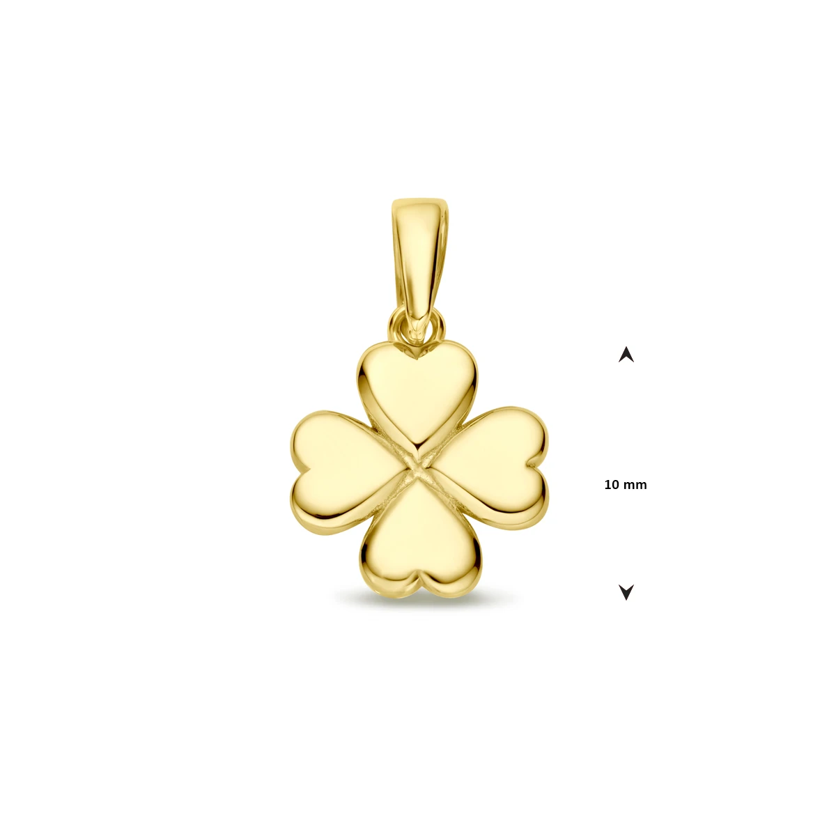 hanger klavertje 16 mm 14K geelgoud