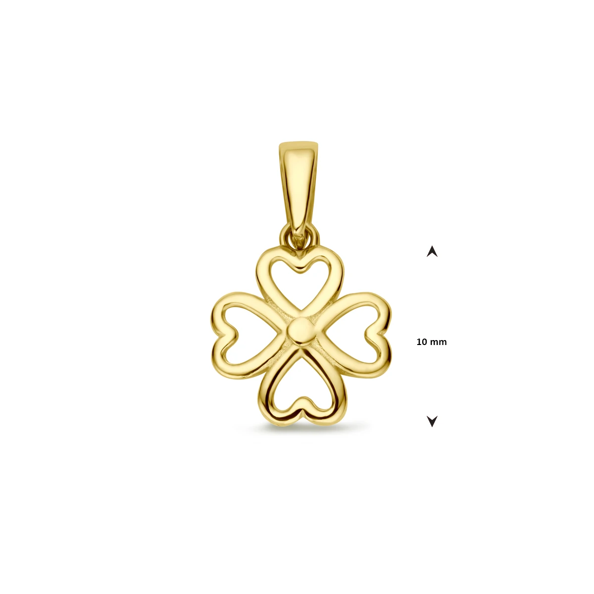 hanger klavertje 9,5 mm 14K geelgoud