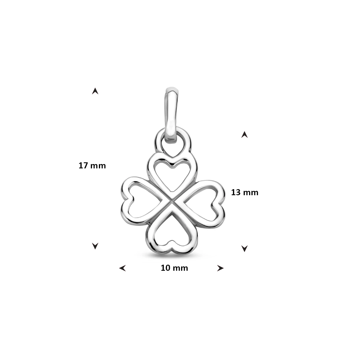 hanger klavertje 10 mm zilver gerhodineerd