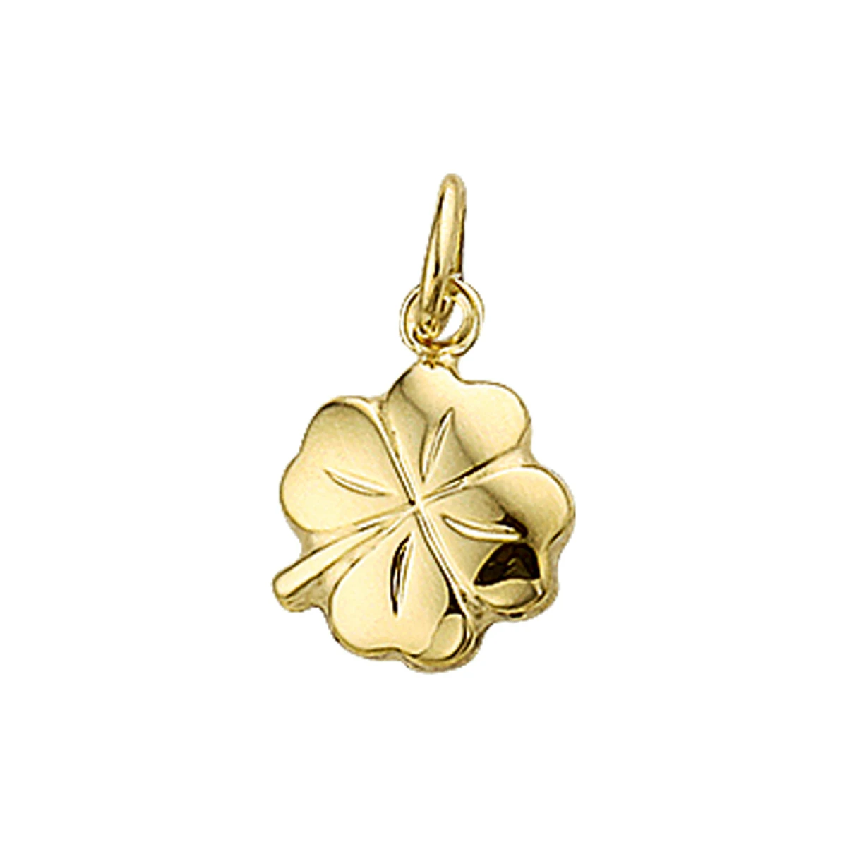 hanger klavertje 2-zijdig 10 mm 14K geelgoud