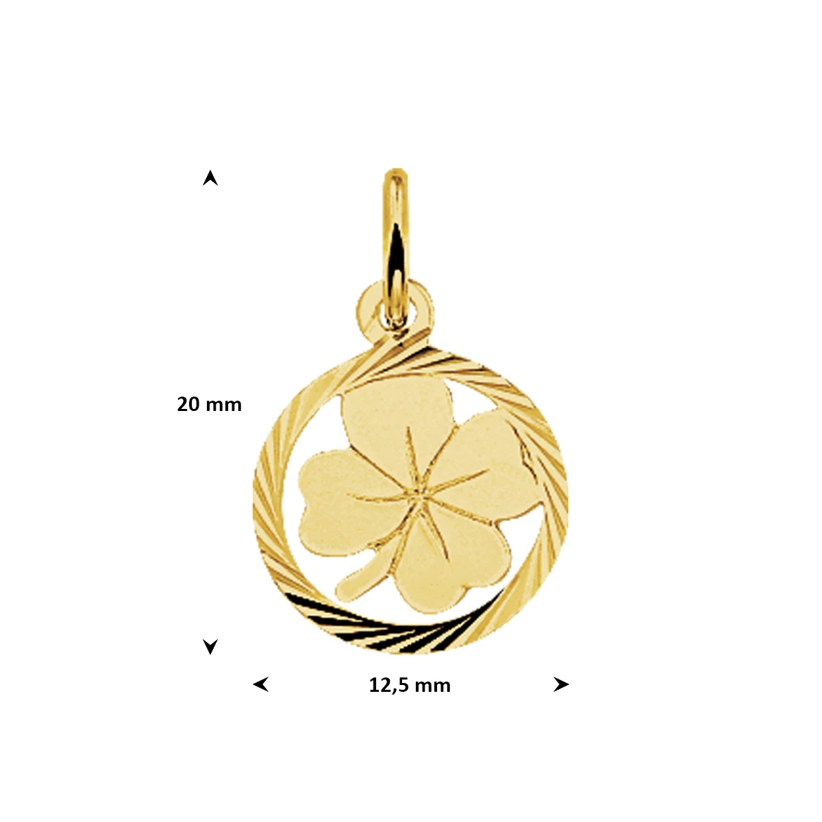 hanger klavertje gediamanteerd 14K geelgoud