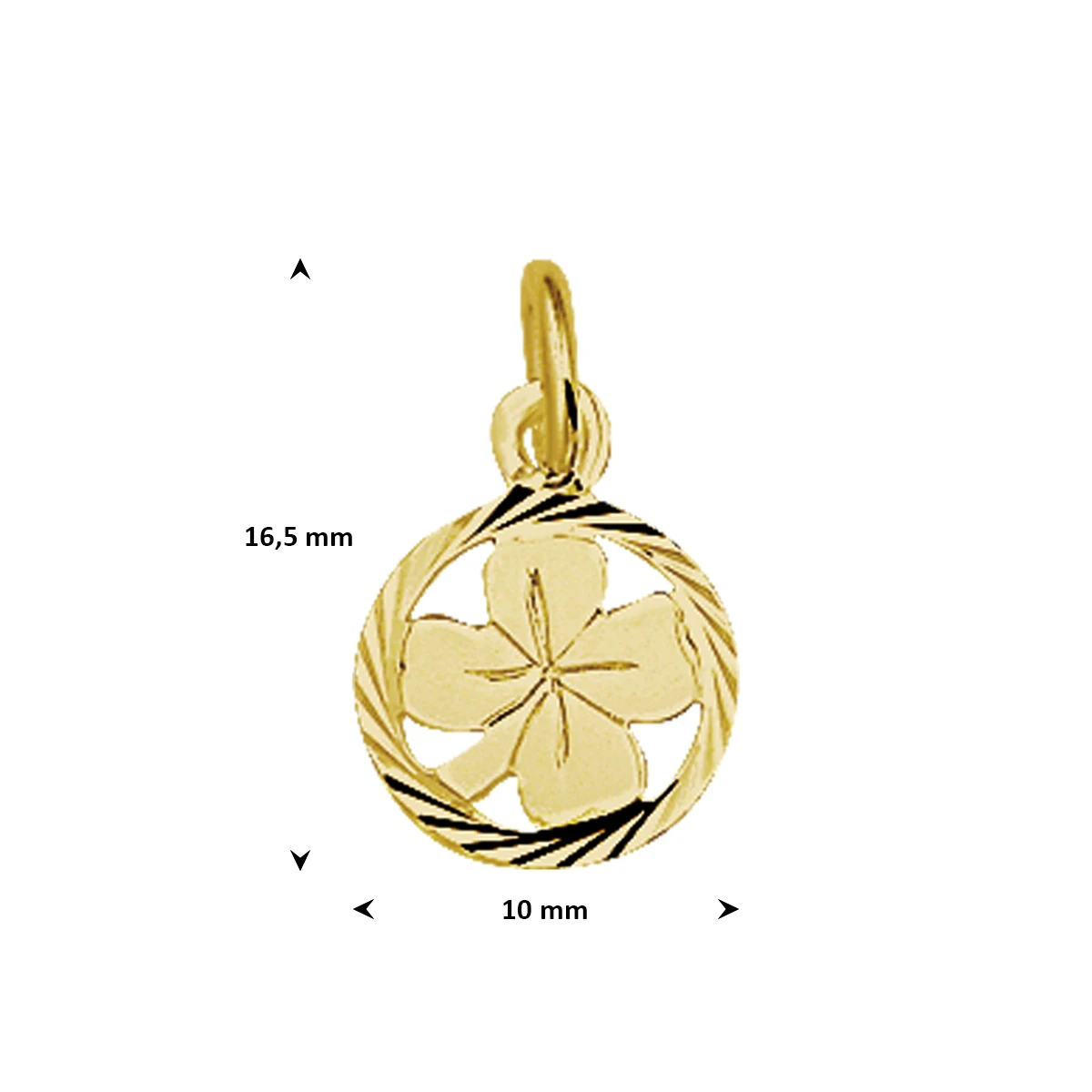 hanger klavertje gediamanteerd 14K geelgoud