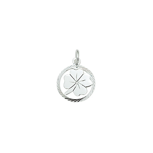 hanger klavertje gediamanteerd zilver gerhodineerd