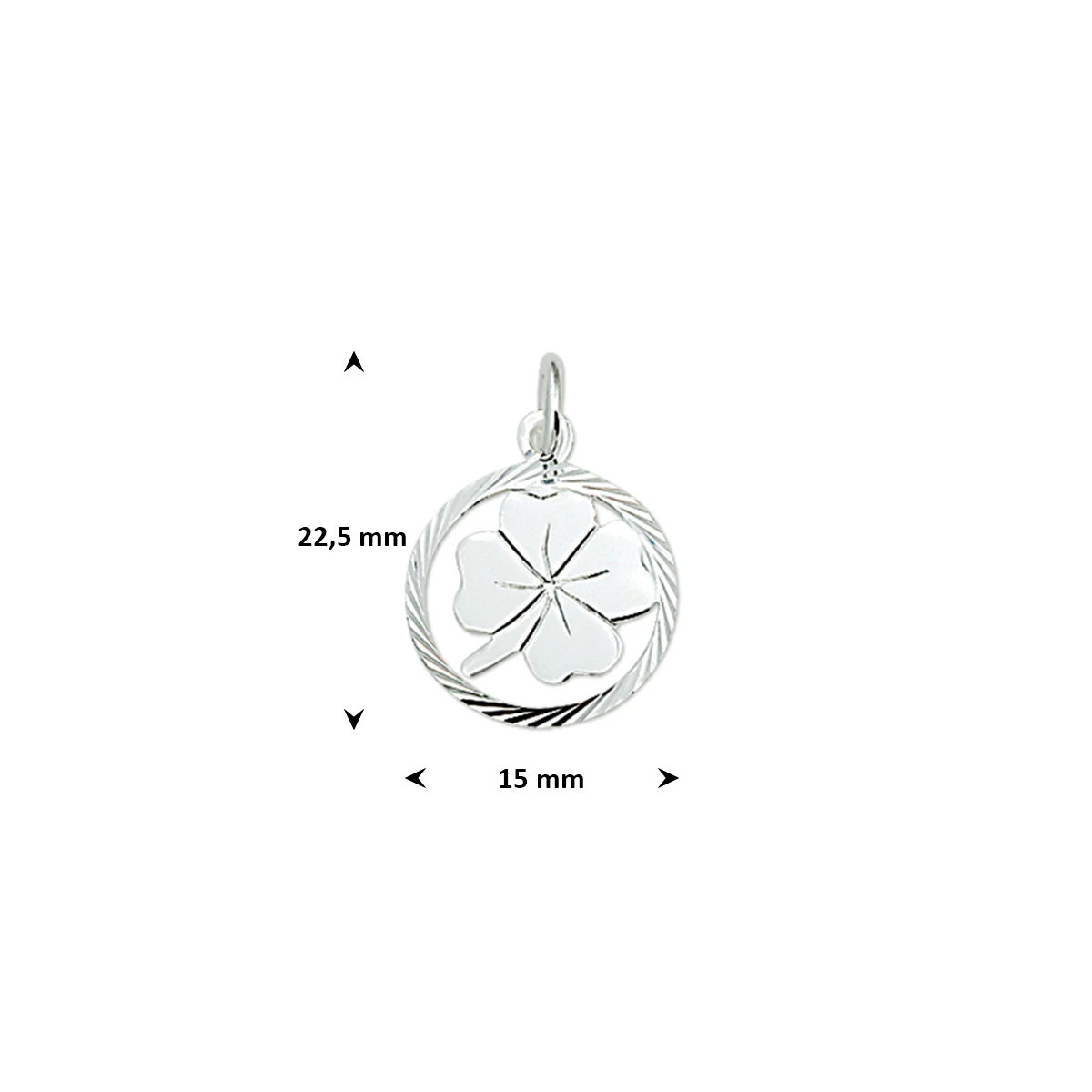 hanger klavertje gediamanteerd zilver gerhodineerd