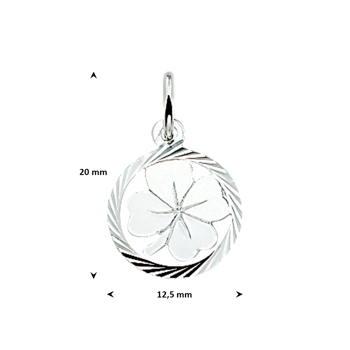 hanger klavertje gediamanteerd zilver wit