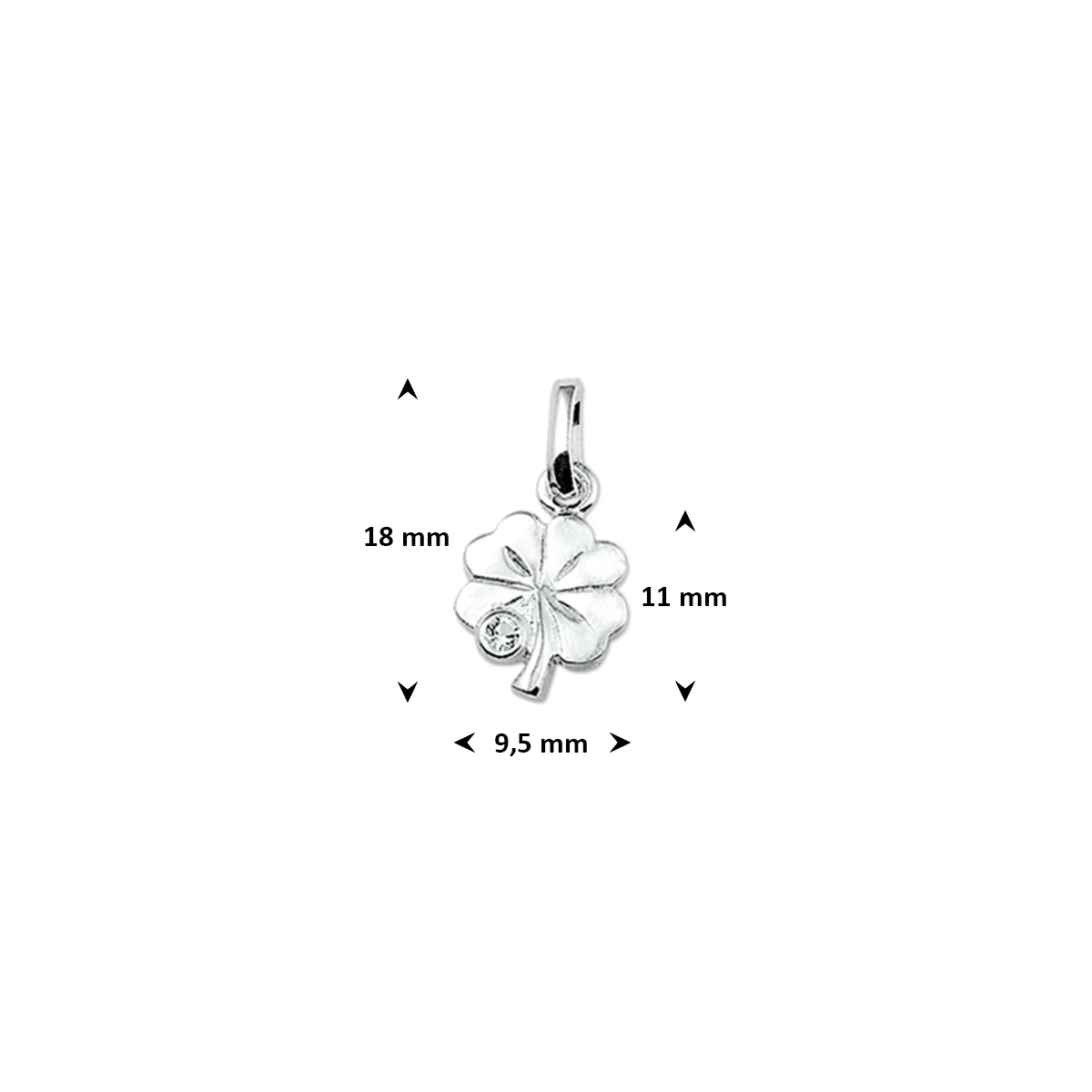 hanger klavertje strass zilver gerhodineerd