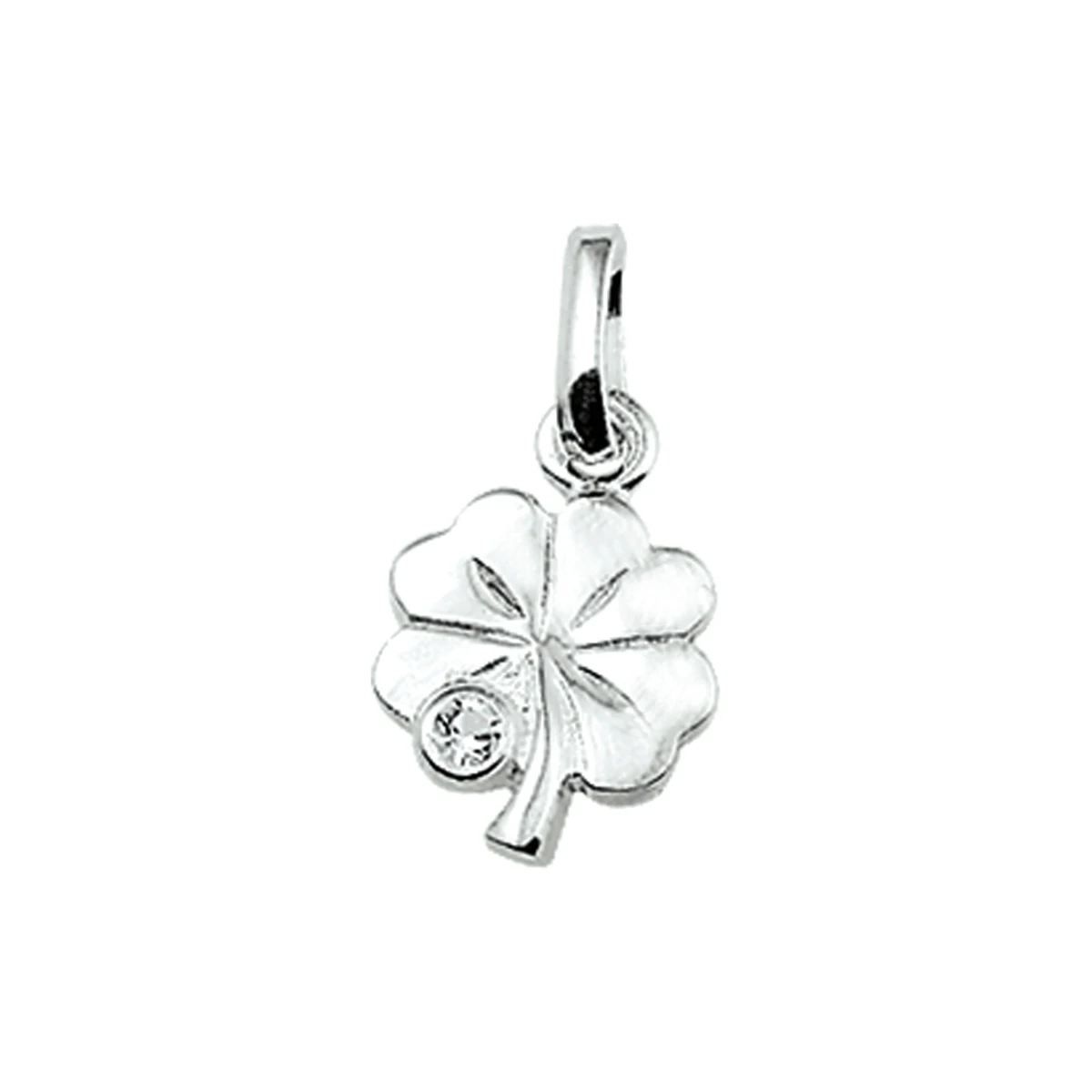 hanger klavertje strass zilver wit