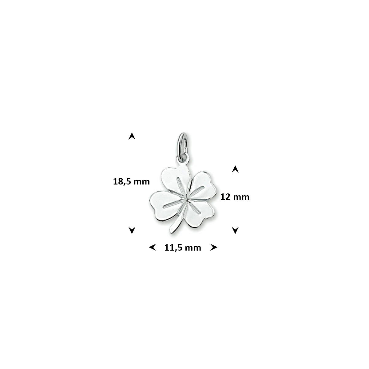 hanger klavertje zilver gerhodineerd
