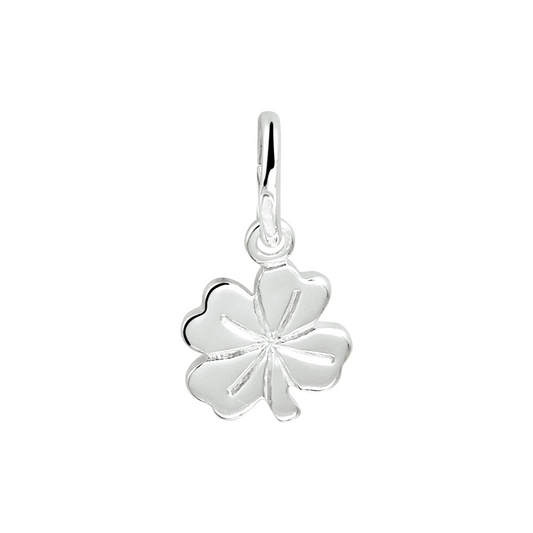 hanger klavertje zilver wit