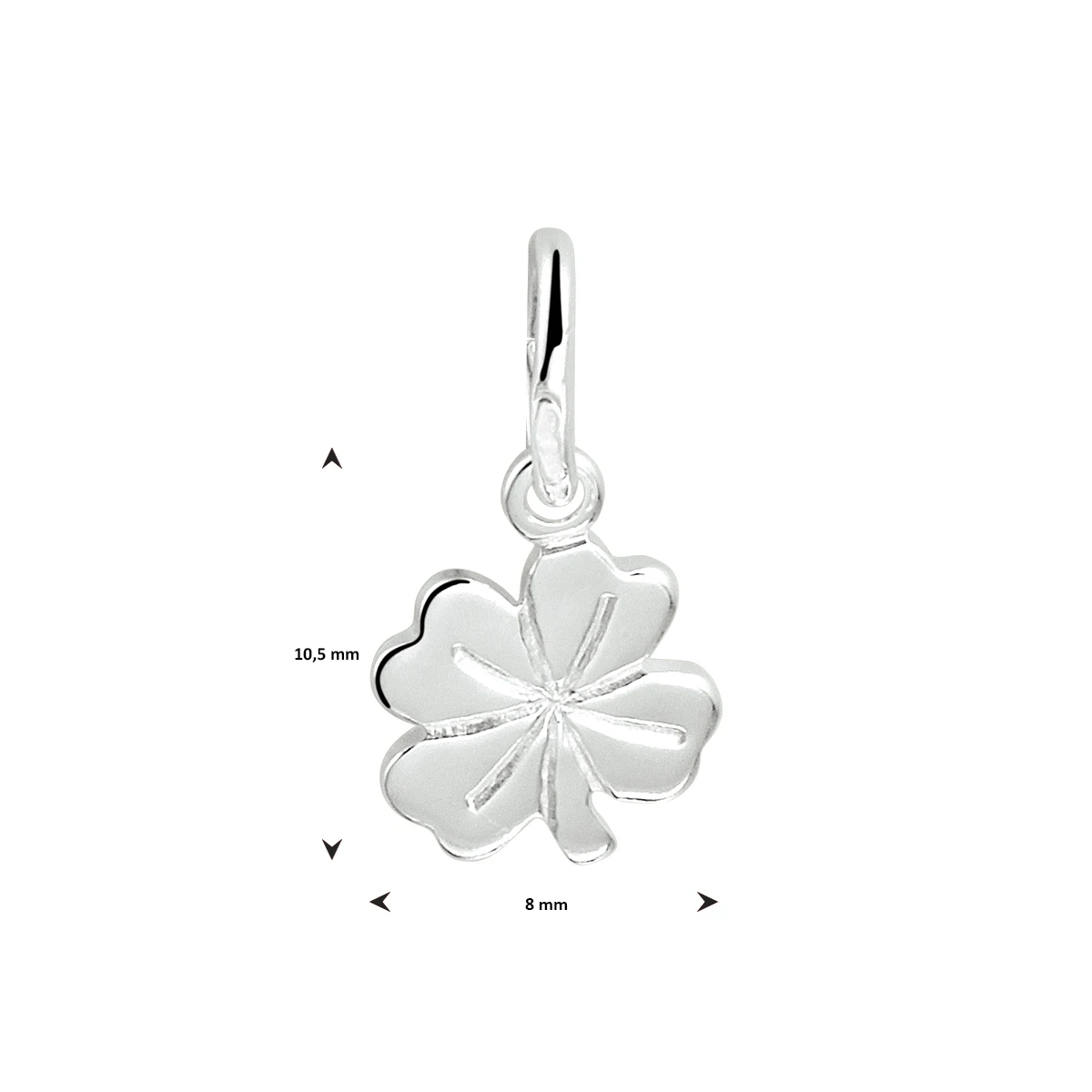 hanger klavertje zilver wit