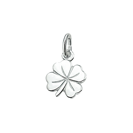 hanger klavertje zilver wit
