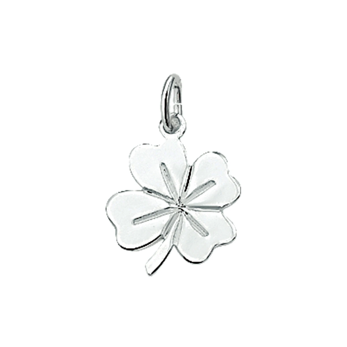 hanger klavertje zilver wit