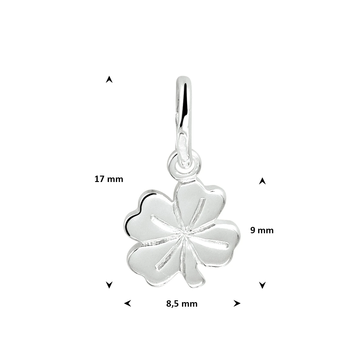 hanger klavertje zilver wit