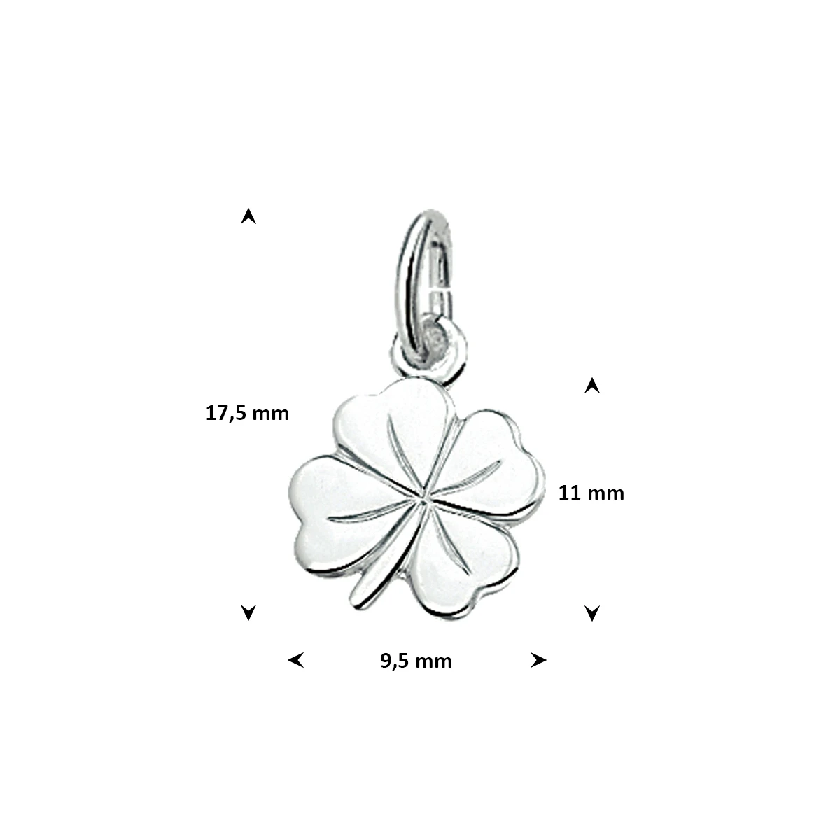 hanger klavertje zilver wit