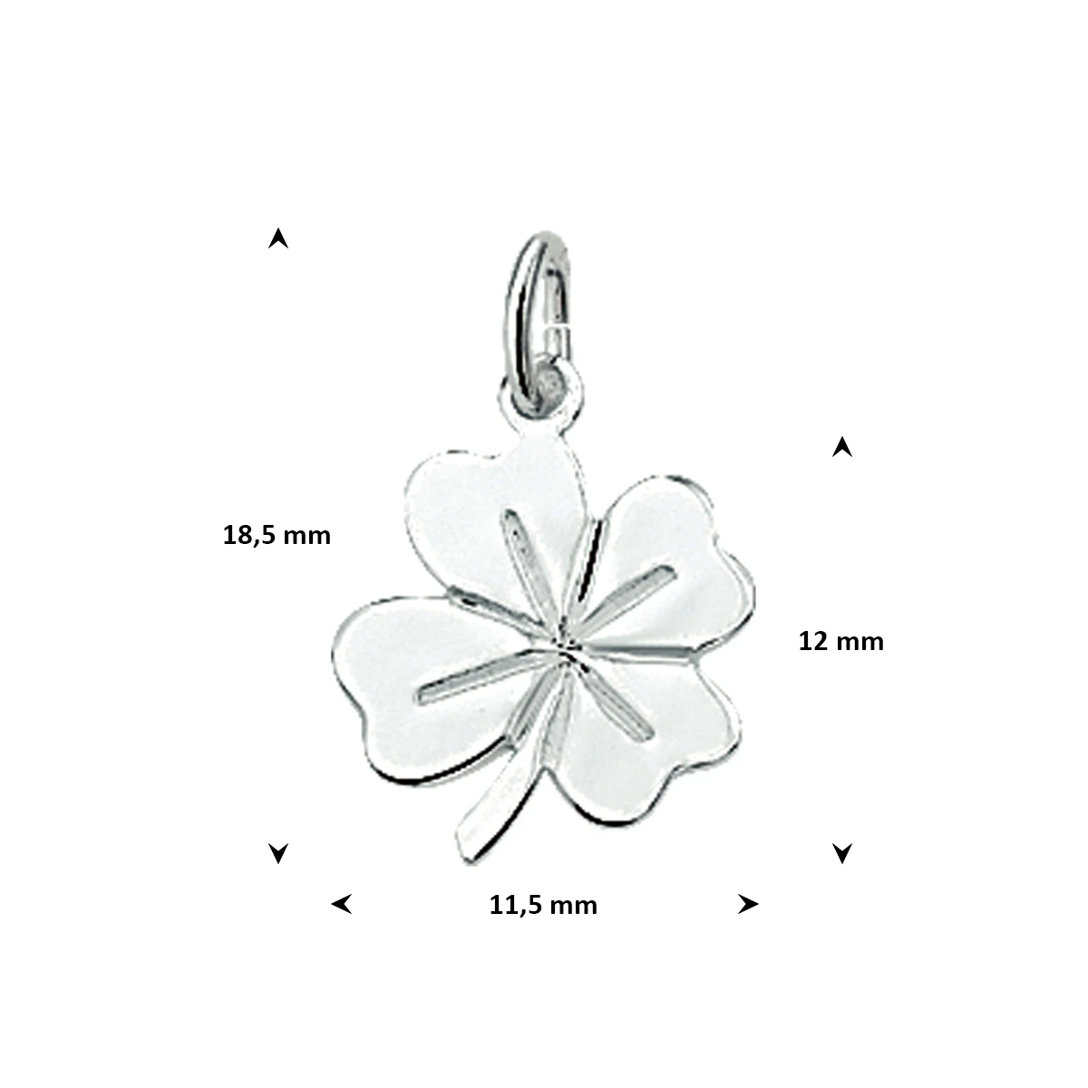 hanger klavertje zilver wit