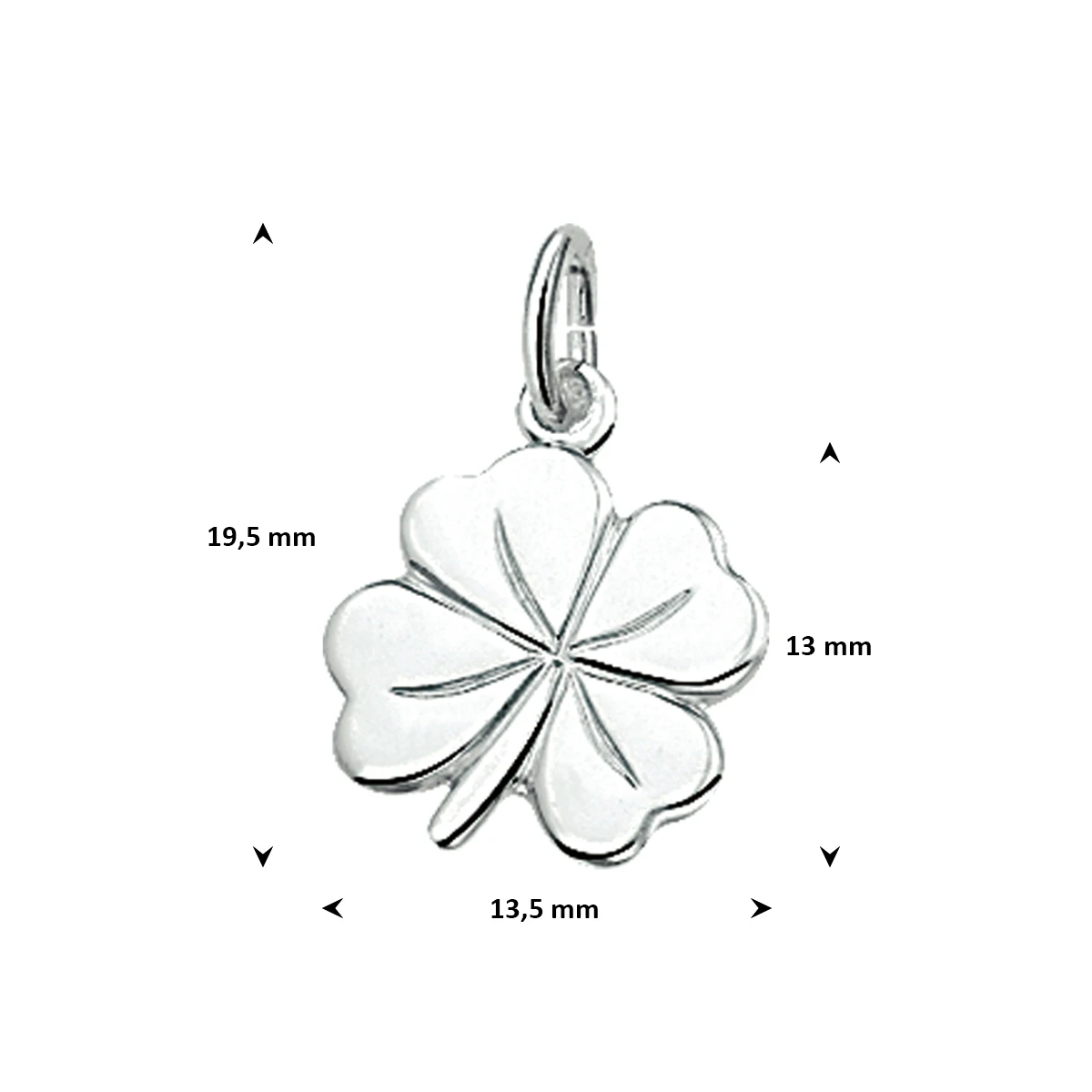 hanger klavertje zilver wit