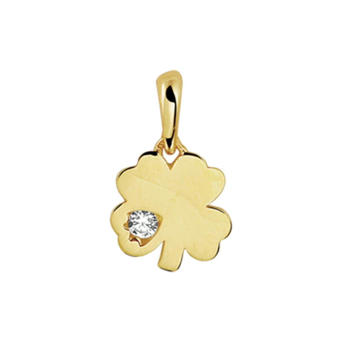 hanger klavertje zirkonia 13 mm 14K geelgoud