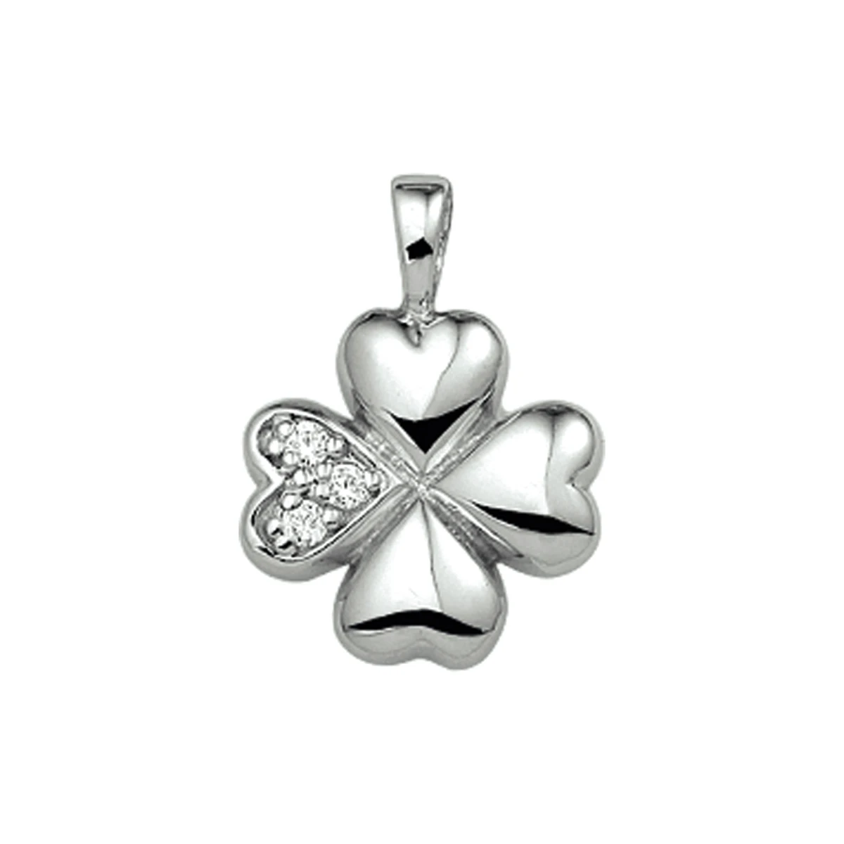 hanger klavertje zirkonia zilver gerhodineerd