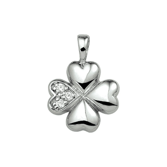 hanger klavertje zirkonia zilver gerhodineerd