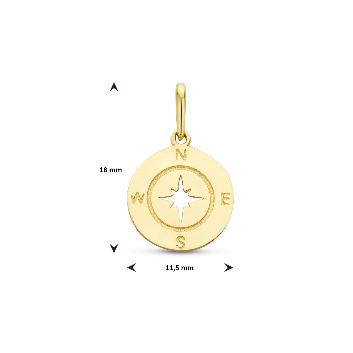 hanger kompas 14K geelgoud