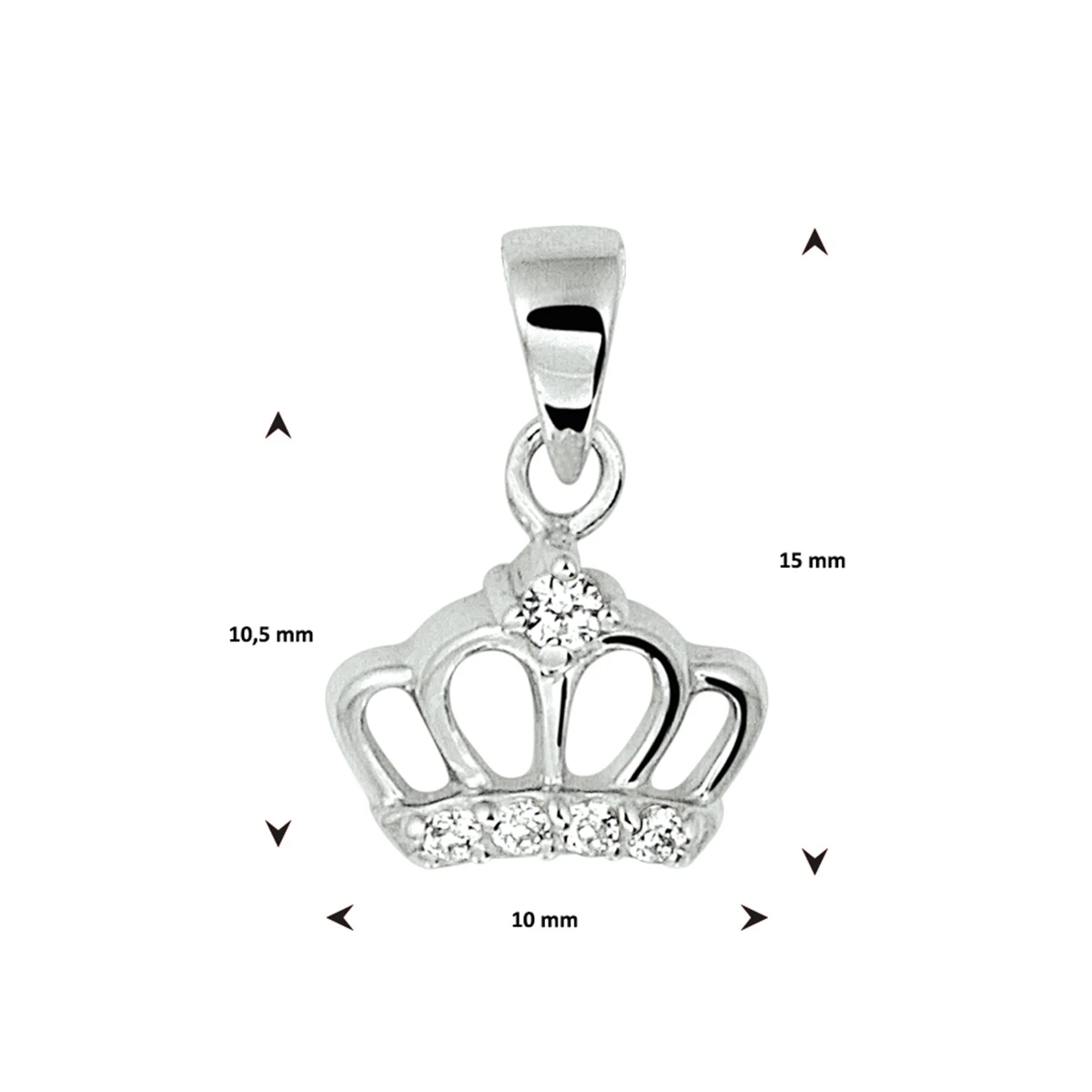 hanger kroon zirkonia zilver gerhodineerd