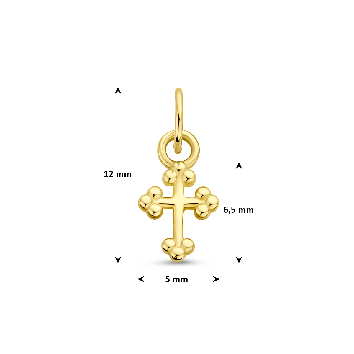 hanger kruis 12 mm 14K geelgoud