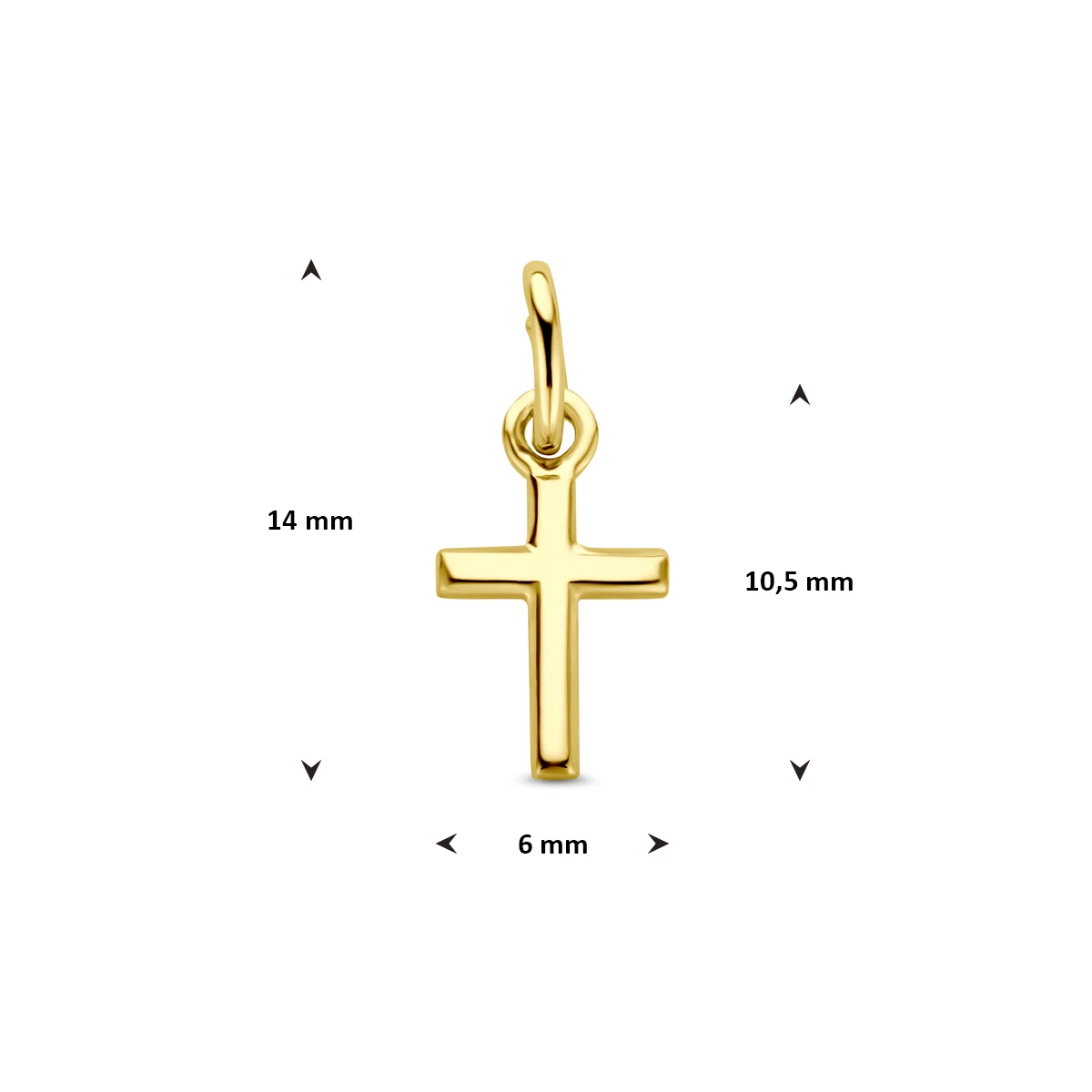 hanger kruis 14 mm 14K geelgoud