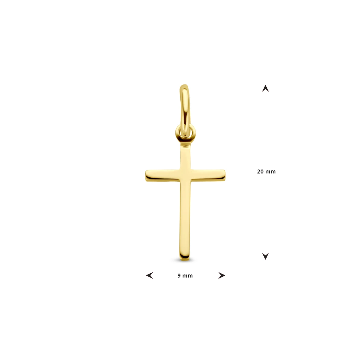 hanger kruis 13,5 mm 14K geelgoud
