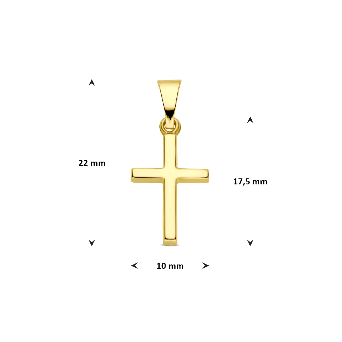 hanger kruis 22 mm 14K geelgoud