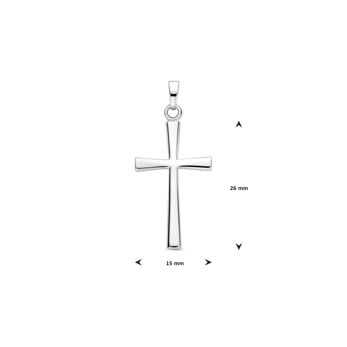 hanger kruis 26 mm zilver gerhodineerd