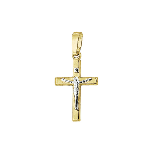 hanger kruis corpus bicolor gestift 16,5 mm 14K geelgoud