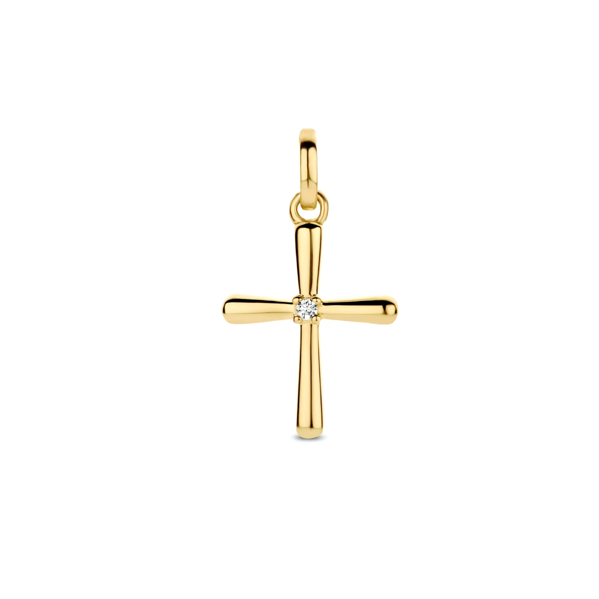 hanger kruis diamant 0.01ct h si 14K geelgoud