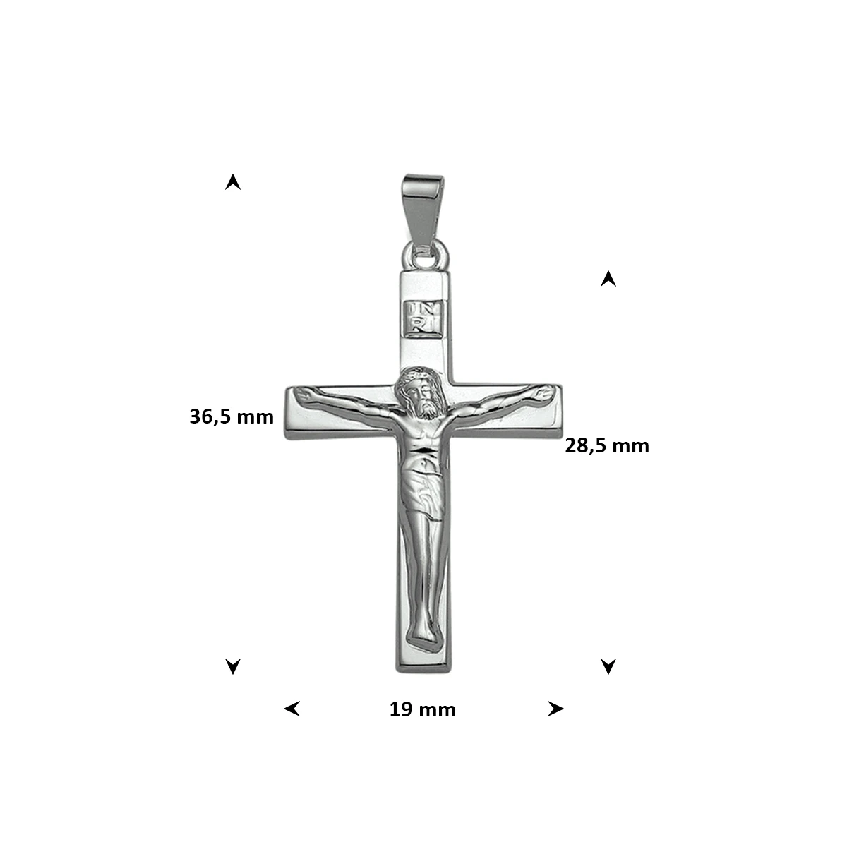 hanger kruis en corpus zilver wit