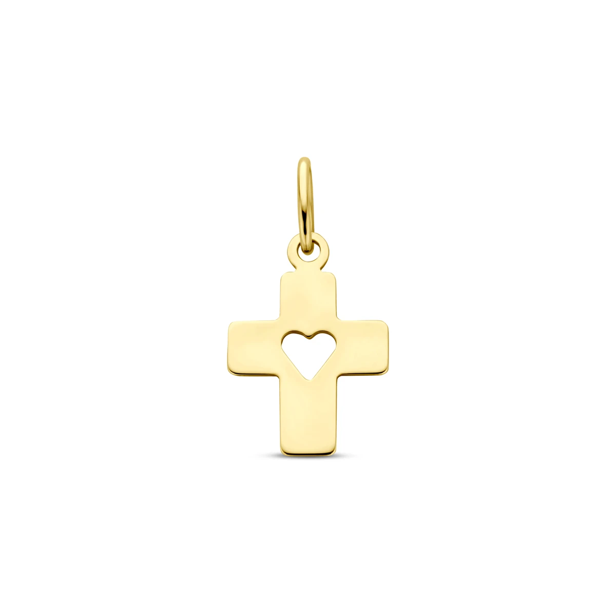 hanger kruis en hartje 18 mm 14K geelgoud