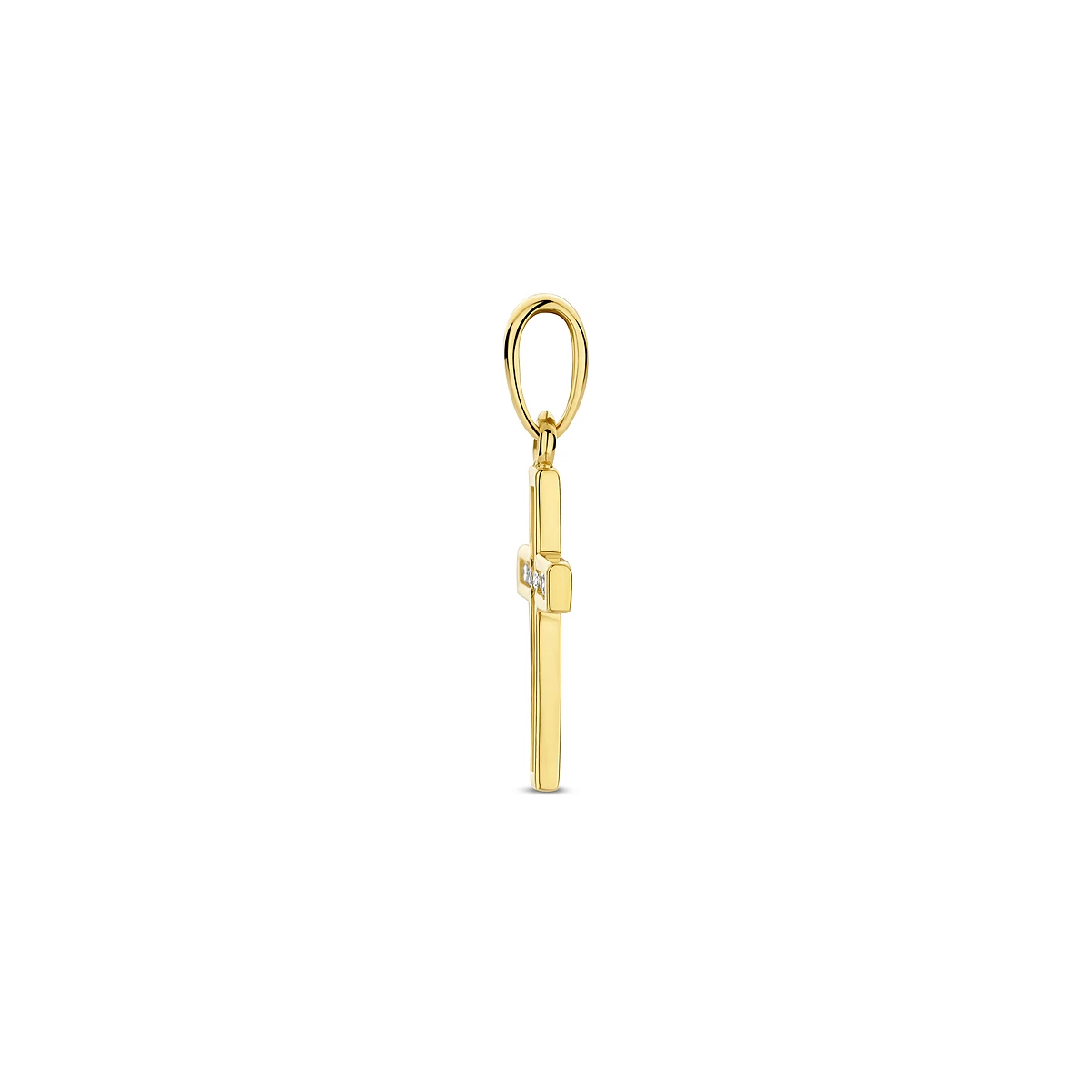 hanger kruis en zirkonia 14K geelgoud