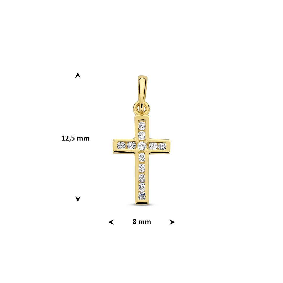 hanger kruis en zirkonia 14K geelgoud