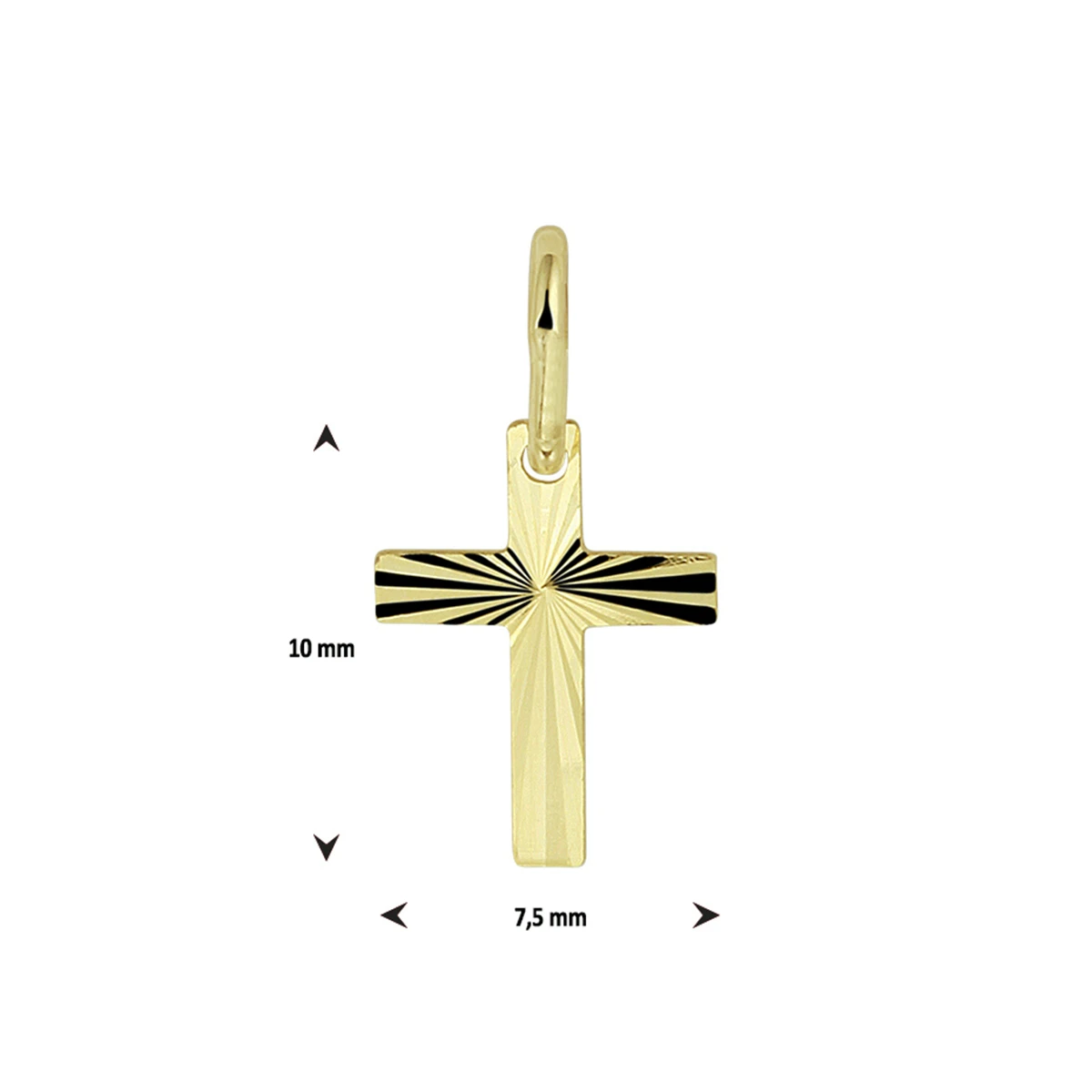 hanger kruis massief 14K geelgoud
