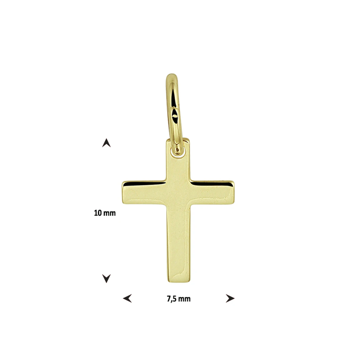 hanger kruis massief 14K geelgoud