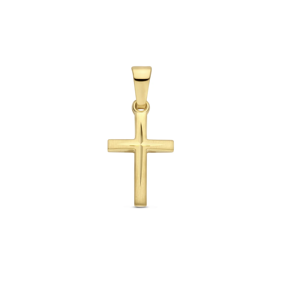 hanger kruis mat gediamanteerd 20 mm 14K geelgoud