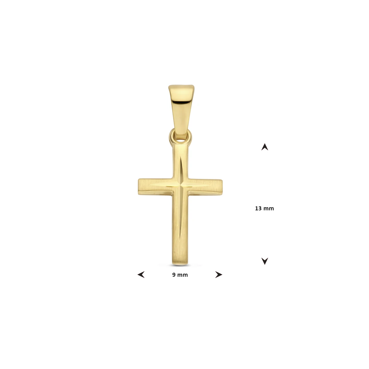hanger kruis mat gediamanteerd 20 mm 14K geelgoud