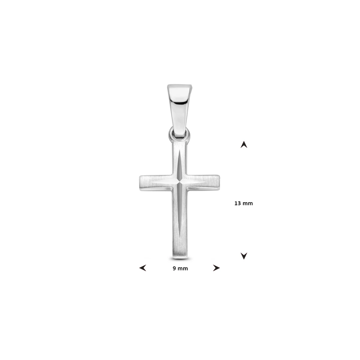 hanger kruis mat gediamanteerd 20 mm zilver gerhodineerd