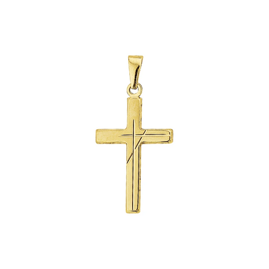 hanger kruis poli/mat gediamanteerd 14K geelgoud