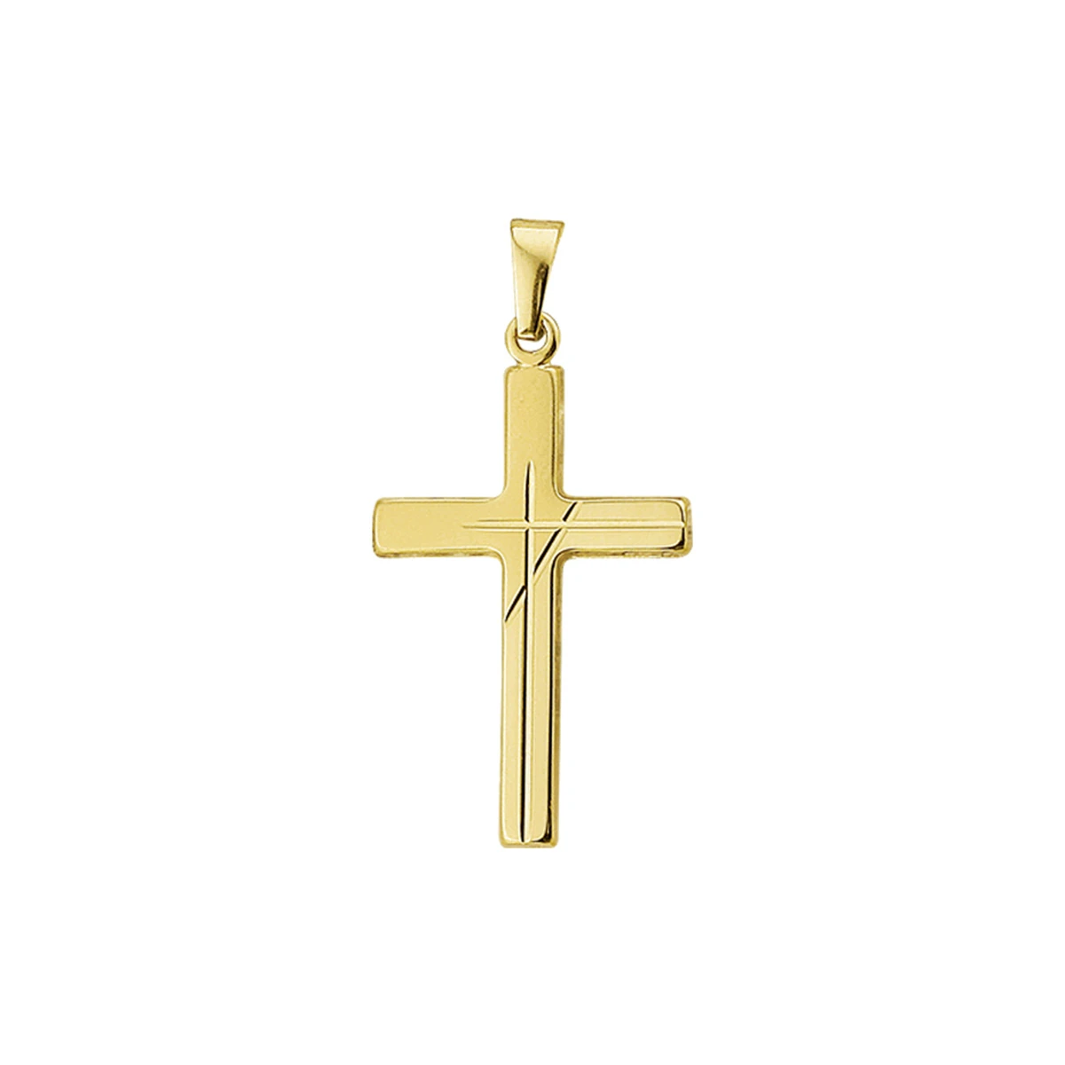 hanger kruis poli/mat gediamanteerd 14K geelgoud