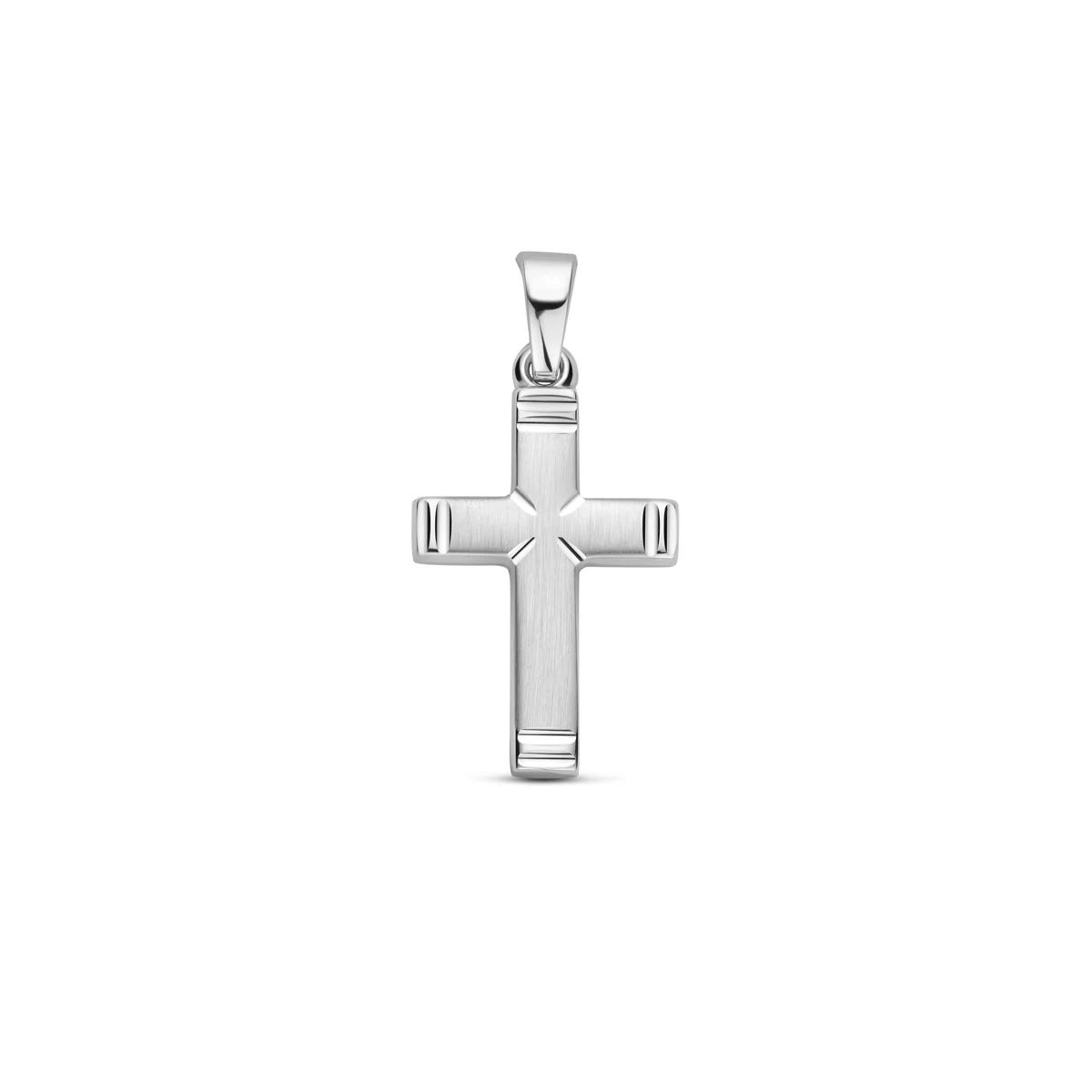 hanger kruis poli/mat gediamanteerd 20 mm zilver gerhodineerd