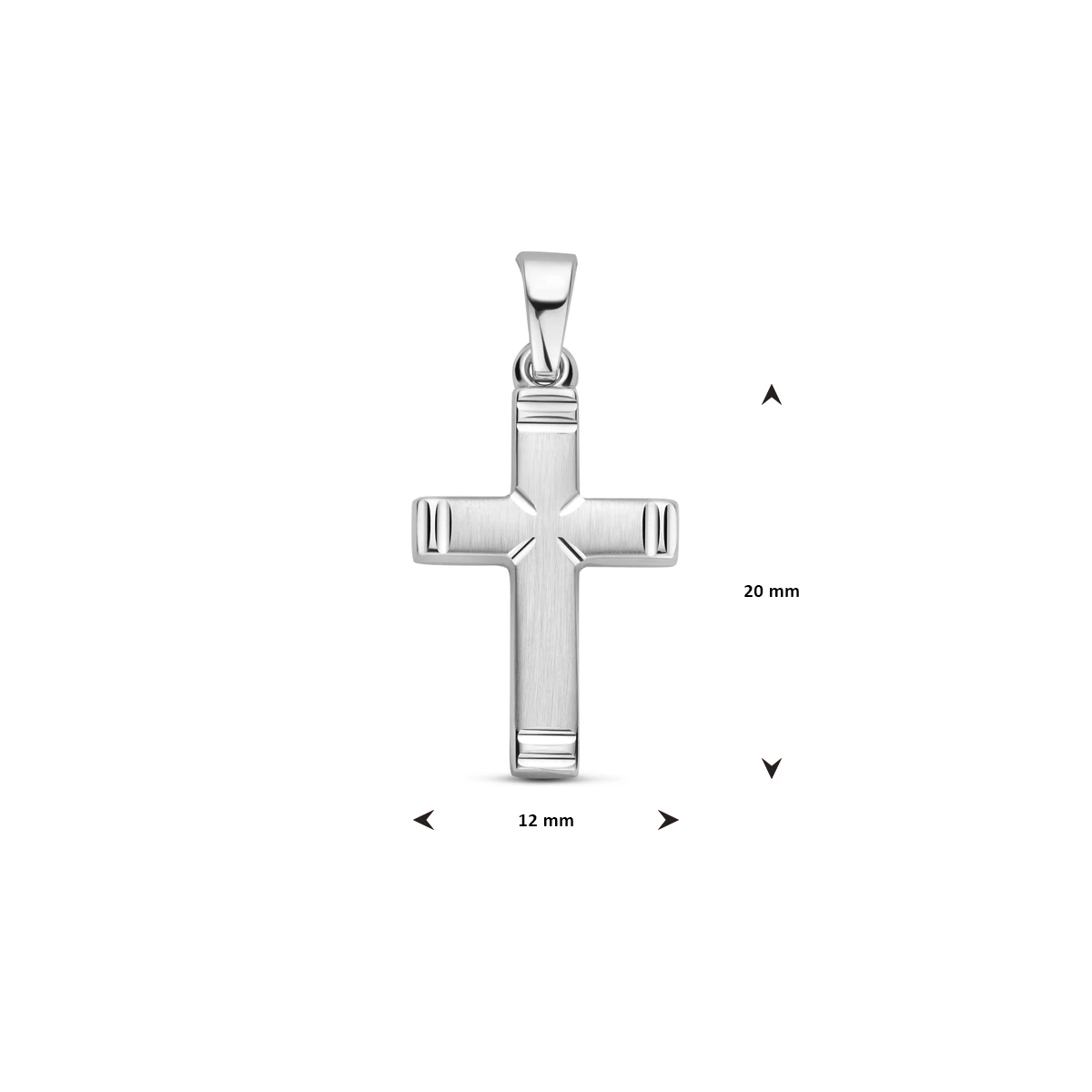 hanger kruis poli/mat gediamanteerd 20 mm zilver gerhodineerd