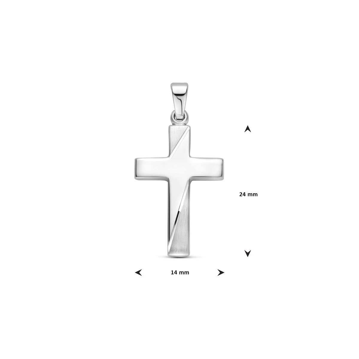 hanger kruis poli/mat gediamanteerd 24 mm zilver gerhodineerd