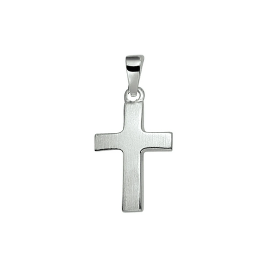 hanger kruis poli/mat zilver wit