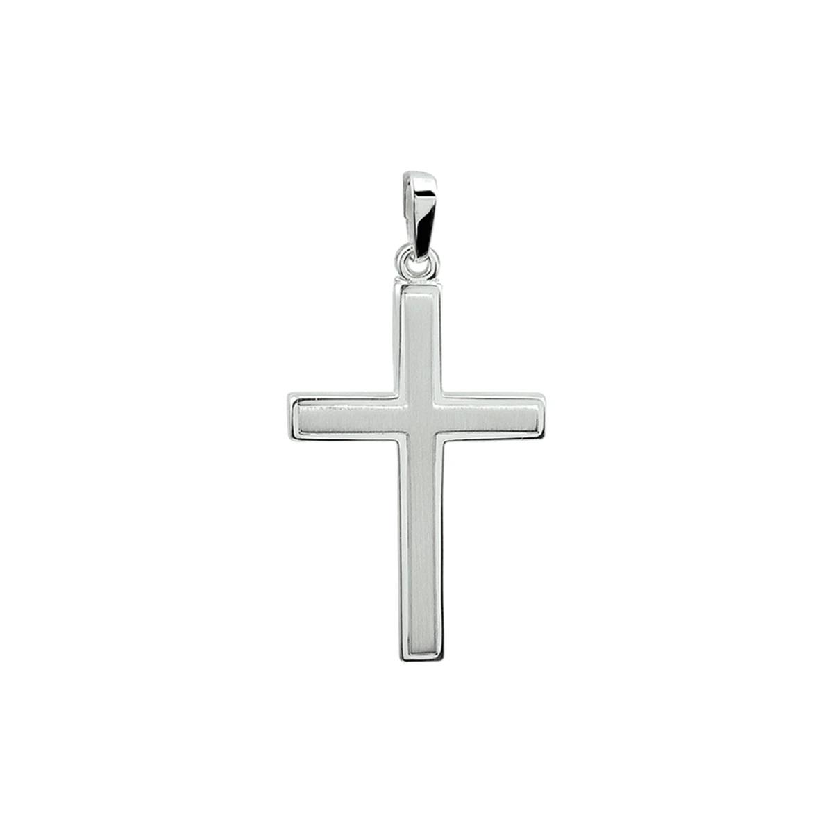 hanger kruis poli/mat zilver wit